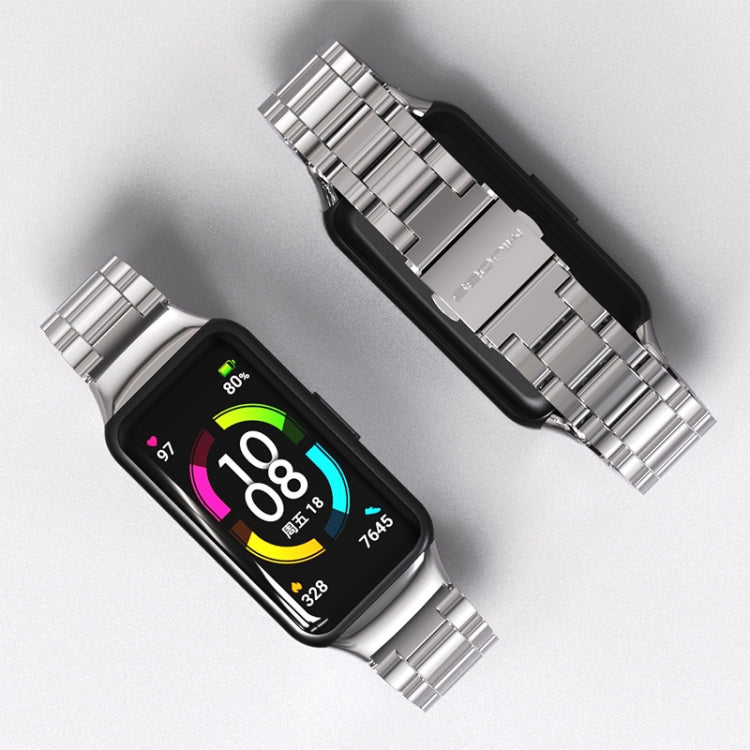 For Huawei Band 6 / Honor Band 6 / 7 MIJOBS Three Strains Stainless Steel Metal Buckle Watch Band(Gold) - Watch Bands by MIJOBS | Online Shopping South Africa | PMC TechLife | Buy Now Pay Later Mobicred