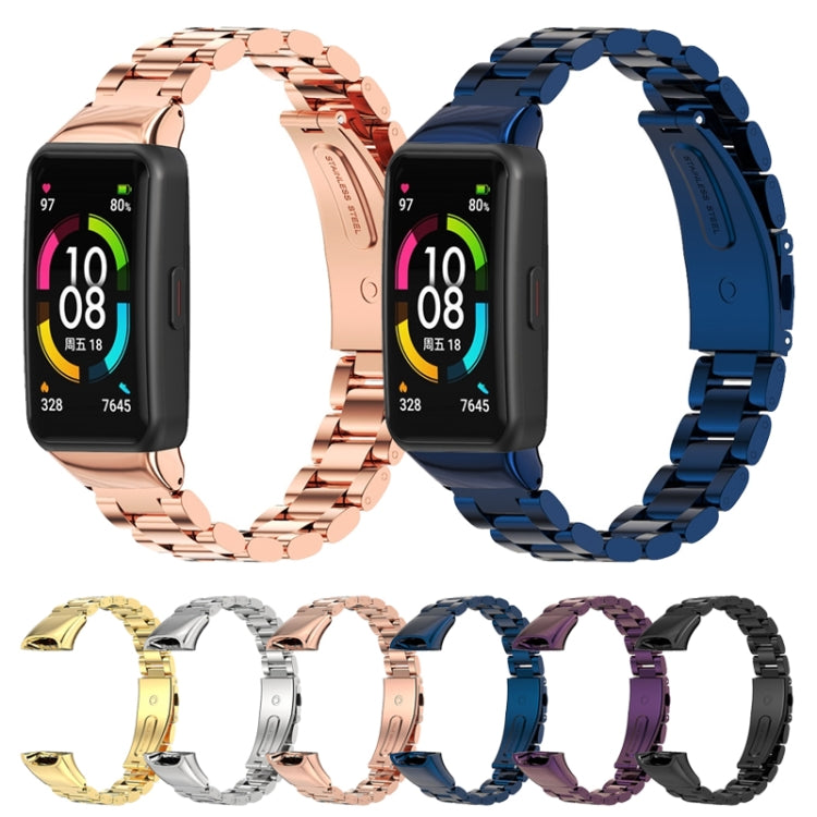 For Huawei Band 6 / Honor Band 6 / 7 MIJOBS Three Strains Stainless Steel Metal Buckle Watch Band(Black) - free shipping - PMC TechLife - Order now!