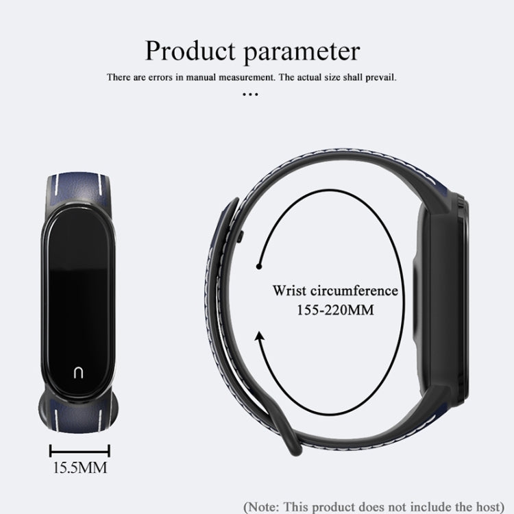 For Xiaomi Mi Band 5/6/7 MIJOBS TPU + Leather Watch Band(Blue+Black) - Watch Bands by MIJOBS | Online Shopping South Africa | PMC TechLife | Buy Now Pay Later Mobicred