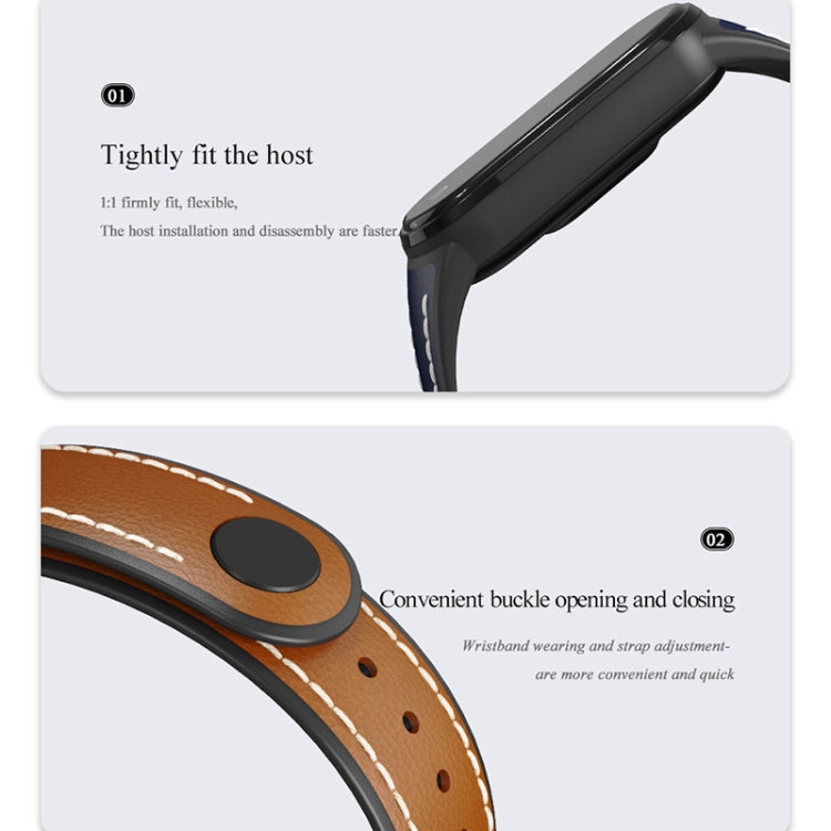 For Xiaomi Mi Band 5/6/7 MIJOBS TPU + Leather Watch Band(White+Black) - Watch Bands by MIJOBS | Online Shopping South Africa | PMC TechLife | Buy Now Pay Later Mobicred