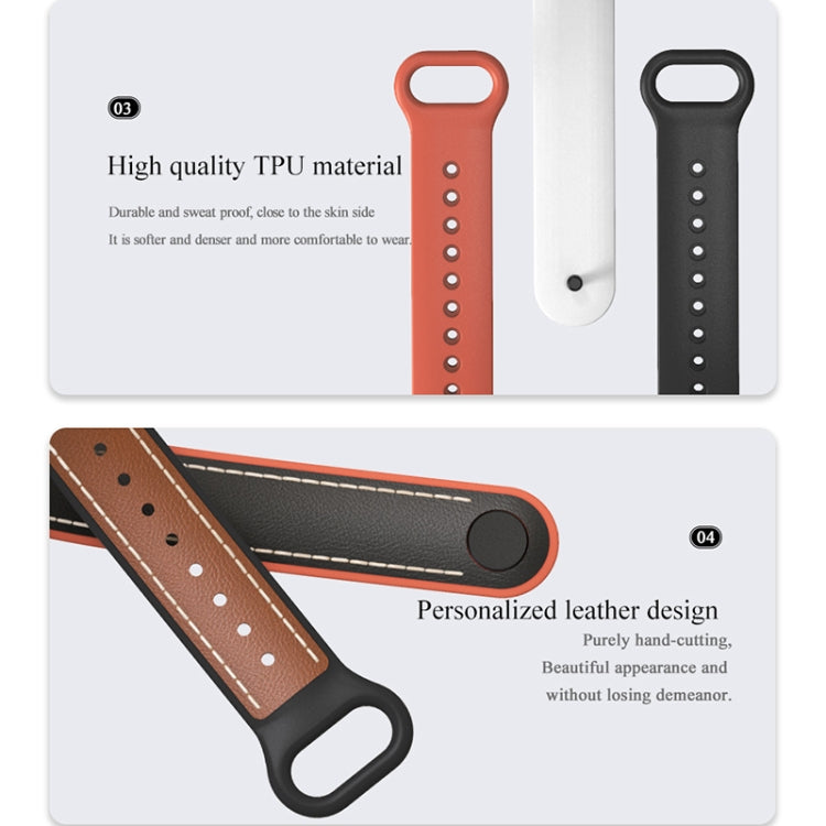 For Xiaomi Mi Band 5/6/7 MIJOBS TPU + Leather Watch Band(Black+White) - Watch Bands by MIJOBS | Online Shopping South Africa | PMC TechLife | Buy Now Pay Later Mobicred