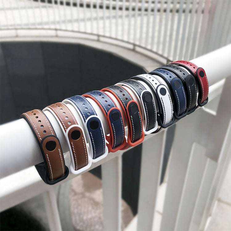 For Xiaomi Mi Band 5/6/7 MIJOBS TPU + Leather Watch Band(Blue+White) - Watch Bands by MIJOBS | Online Shopping South Africa | PMC TechLife | Buy Now Pay Later Mobicred
