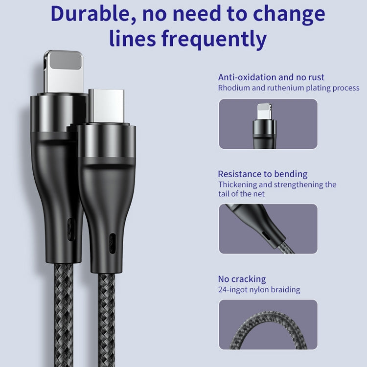 ADC-003 USB-C / Type-C to 8 Pin PD Fast Charging Weave Data Cable for iPhone, iPad, Length:1m(Black) - Normal Style Cable by PMC TechLife | Online Shopping South Africa | PMC TechLife