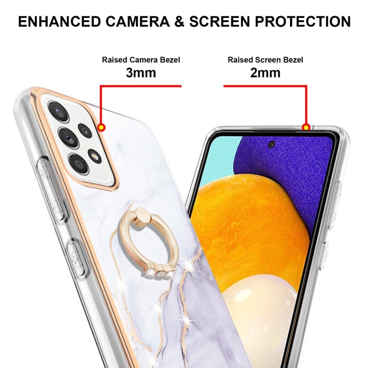 For Samsung Galaxy A52 5G / 4G Electroplating Marble Pattern IMD TPU Shockproof Case with Ring Holder(White 006) - free shipping - PMC TechLife - Order now!