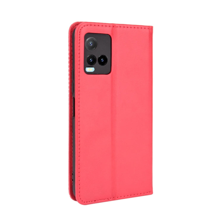 For vivo Y33s / Y21 / Y21s Magnetic Buckle Retro Crazy Horse Texture Horizontal Flip Leather Case with Holder & Card Slots & Photo Frame(Red) - vivo Cases by PMC TechLife | Online Shopping South Africa | PMC TechLife | Buy Now Pay Later Mobicred