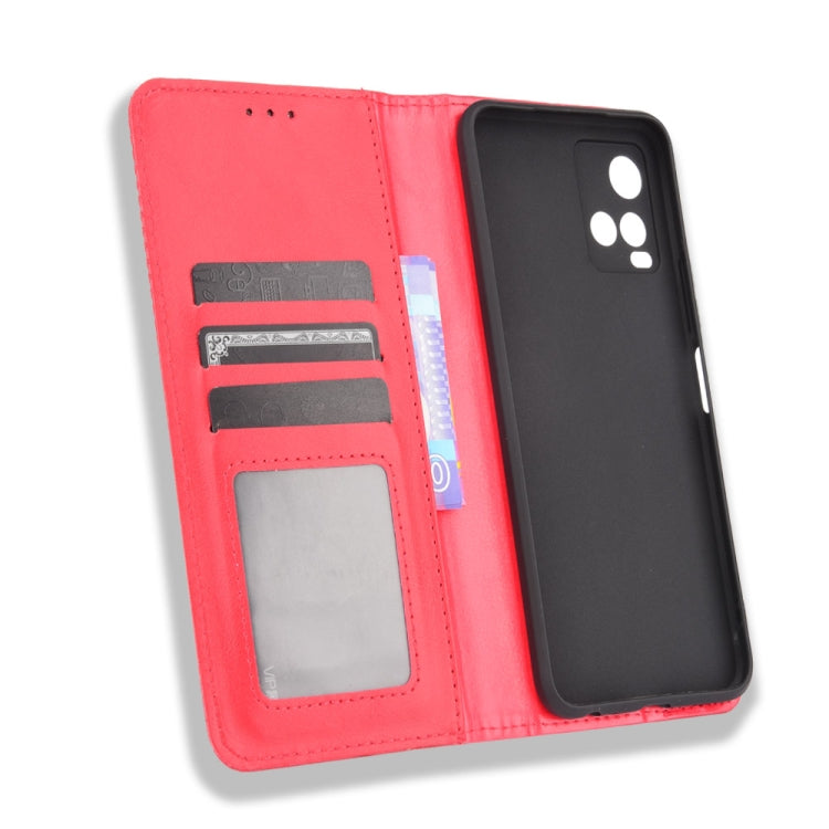 For vivo Y33s / Y21 / Y21s Magnetic Buckle Retro Crazy Horse Texture Horizontal Flip Leather Case with Holder & Card Slots & Photo Frame(Red) - vivo Cases by PMC TechLife | Online Shopping South Africa | PMC TechLife | Buy Now Pay Later Mobicred