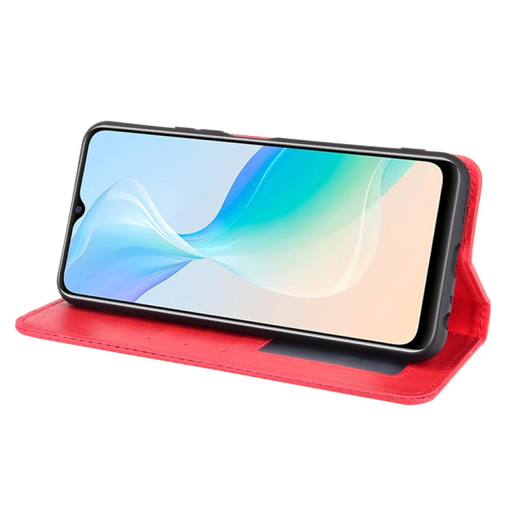 For vivo Y33s / Y21 / Y21s Magnetic Buckle Retro Crazy Horse Texture Horizontal Flip Leather Case with Holder & Card Slots & Photo Frame(Red) - vivo Cases by PMC TechLife | Online Shopping South Africa | PMC TechLife | Buy Now Pay Later Mobicred