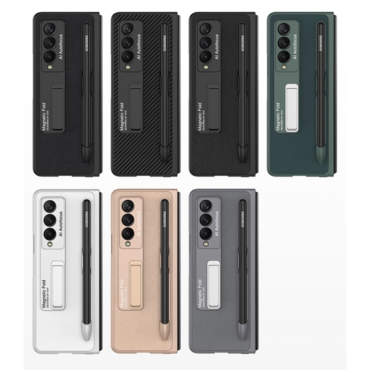For Samsung Galaxy Z Fold3 5G GKK Ultra-thin PC + PU Phone Flip Case with Holder & Pen Slot(Carbon Fiber Texture) - Galaxy Phone Cases by GKK | Online Shopping South Africa | PMC TechLife | Buy Now Pay Later Mobicred
