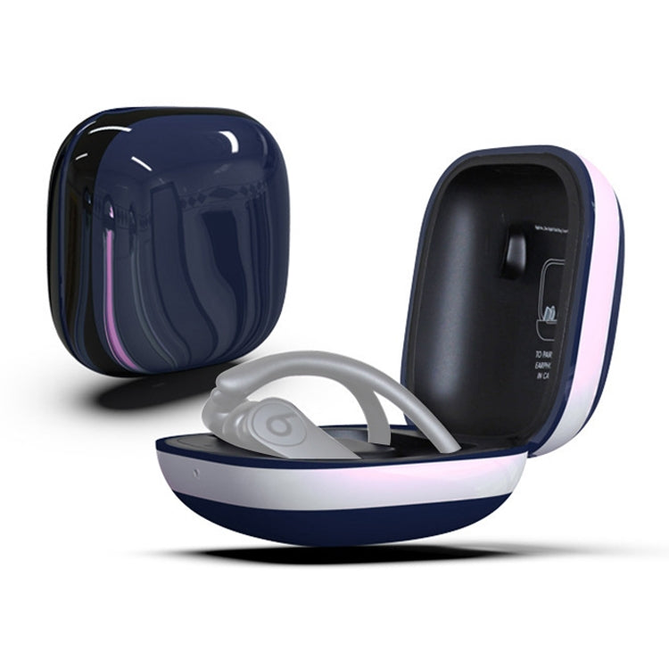 Mirror Surface Silicone + PC Wireless Earphone Protective Case for Beats Powerbeats Pro(Dark Blue+White) - Other Case by PMC TechLife | Online Shopping South Africa | PMC TechLife