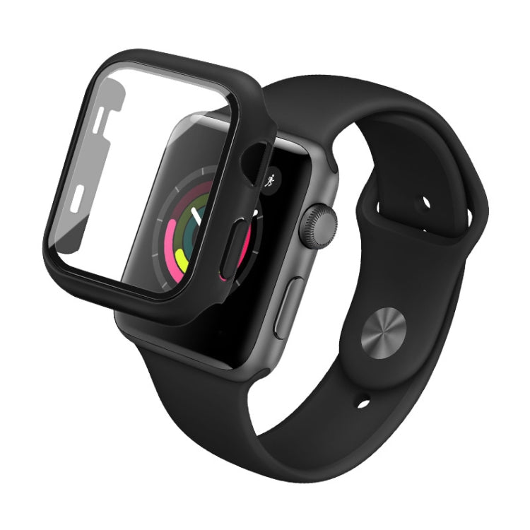 IMAK Shockproof PC Protective Case with Tempered Glass Film For Apple Watch Series 3 & 2 & 1 42mm(Black) - Watch Cases by imak | Online Shopping South Africa | PMC TechLife | Buy Now Pay Later Mobicred