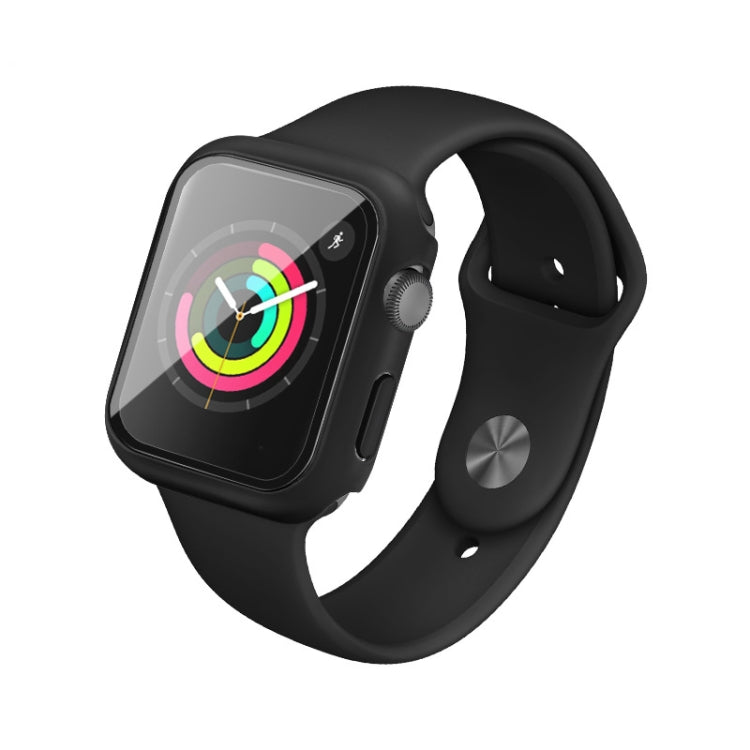 IMAK Shockproof PC Protective Case with Tempered Glass Film For Apple Watch Series 3 & 2 & 1 42mm(Black) - Watch Cases by imak | Online Shopping South Africa | PMC TechLife | Buy Now Pay Later Mobicred