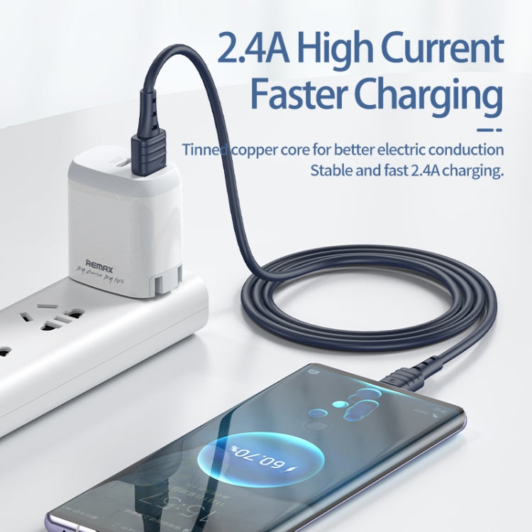 REMAX RC-179a 2.4A Type-C / USB-C High Elastic TPE Fast Charging Data Cable, Length: 1m(Blue) - free shipping - PMC TechLife - Order now!