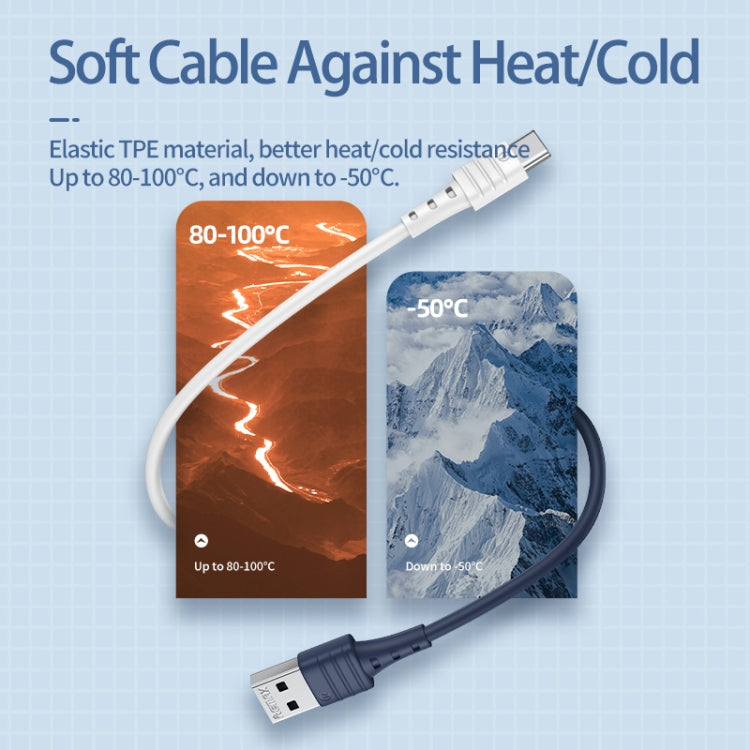 REMAX RC-179a 2.4A Type-C / USB-C High Elastic TPE Fast Charging Data Cable, Length: 1m(Blue) - free shipping - PMC TechLife - Order now!