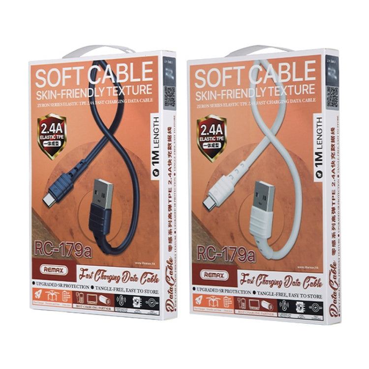 REMAX RC-179a 2.4A Type-C / USB-C High Elastic TPE Fast Charging Data Cable, Length: 1m(Blue) - free shipping - PMC TechLife - Order now!
