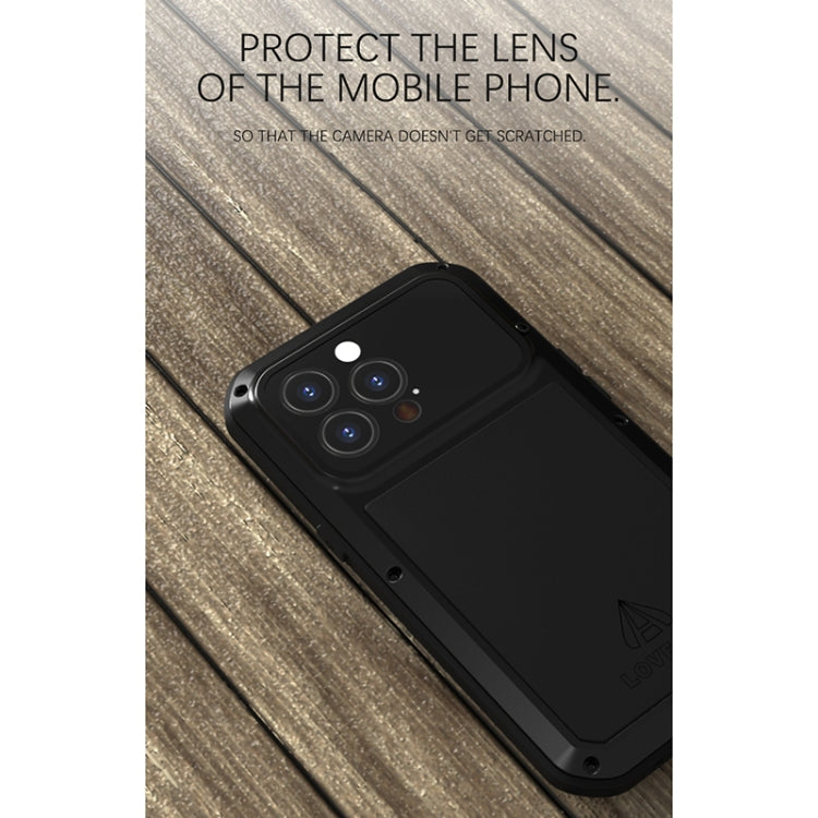 For iPhone 13 Pro LOVE MEI Metal Shockproof Life Waterproof Dustproof Protective Phone Case (Army Green) - free shipping - PMC TechLife - Order now!