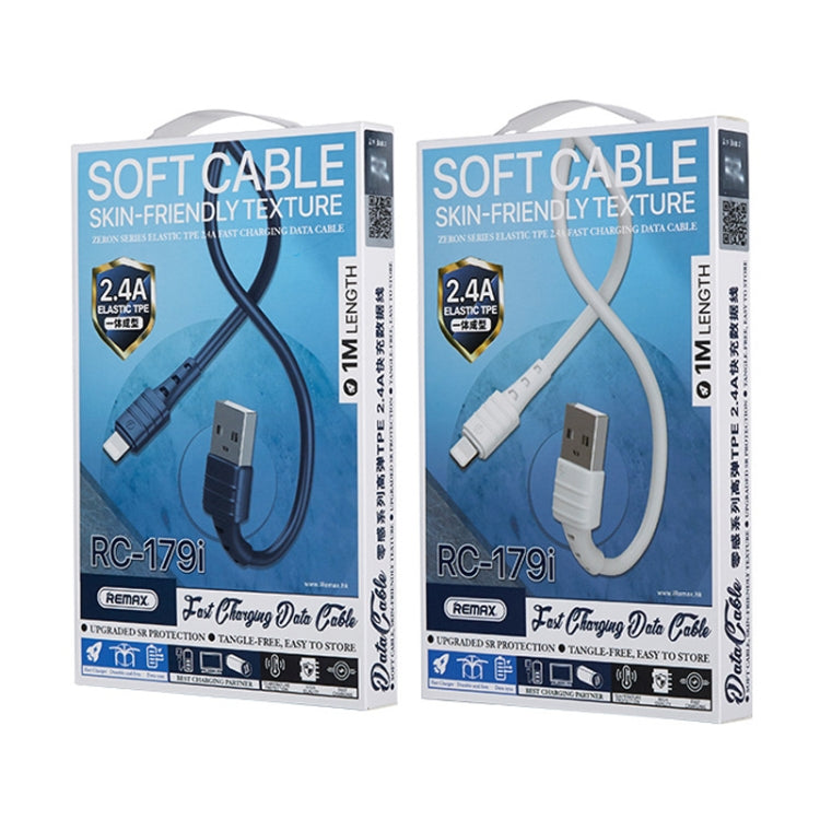 REMAX RC-179i 2.4A 8 Pin High Elastic TPE Fast Charging Data Cable, Length: 1m(Blue) - Normal Style Cable by REMAX | Online Shopping South Africa | PMC TechLife | Buy Now Pay Later Mobicred