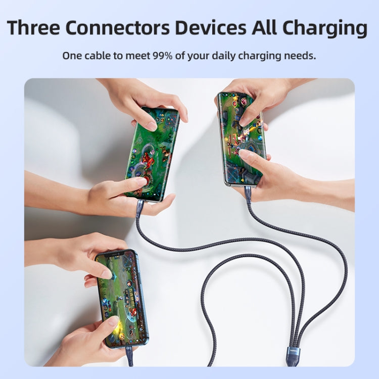 REMAX RC-199th Whirly Series 5A USB to USB-C / Type-C + 8 Pin + Micro USB Fast Charging Data Cable, Cable Length: 1.2m(Midnight Blue) - Multifunction Cable by REMAX | Online Shopping South Africa | PMC TechLife | Buy Now Pay Later Mobicred