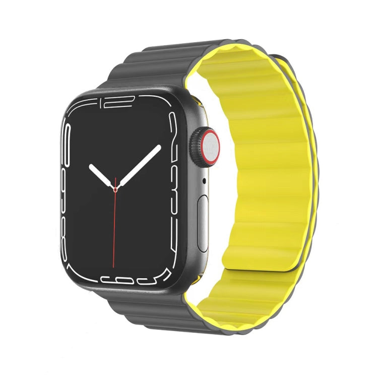 Mutural Moran Series Liquid Silicone Magnetic Strap Watch Band For Apple Watch Series 9&8&7 41mm / SE 3&SE 2&6&SE&5&4 40mm / 3&2&1 38mm(Grey + Yellow) - free shipping - PMC TechLife - Order now!