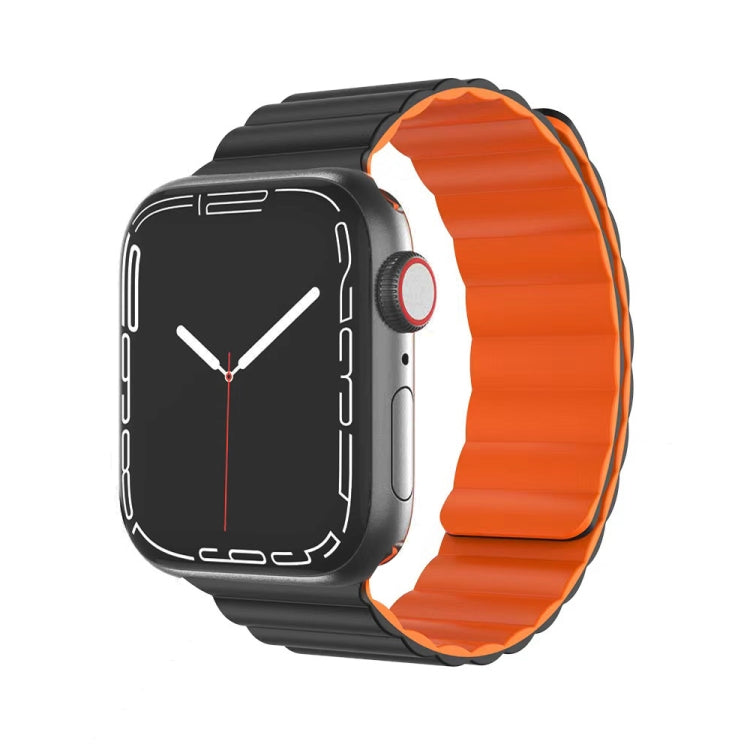 Mutural Moran Series Liquid Silicone Magnetic Strap Watch Band For Apple Watch Series 9&8&7 41mm / SE 3&SE 2&6&SE&5&4 40mm / 3&2&1 38mm(Black + Orange) - free shipping - PMC TechLife - Order now!