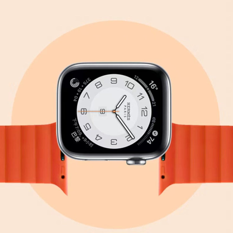 Mutural Moran Series Liquid Silicone Magnetic Strap Watch Band For Apple Watch Series 9&8&7 41mm / SE 3&SE 2&6&SE&5&4 40mm / 3&2&1 38mm(Black + Orange) - free shipping - PMC TechLife - Order now!