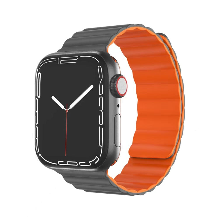 Mutural Moran Series Liquid Silicone Magnetic Strap Watch Band For Apple Watch Ultra 49mm&Watch Ultra 2 49mm / Series 9&8&7 45mm / SE 3&SE 2&6&SE&5&4 44mm / 3&2&1 42mm(Grey + Orange) - free shipping - PMC TechLife - Order now!