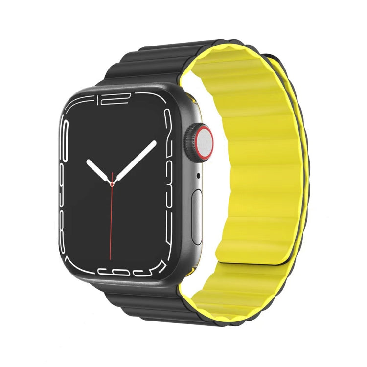 Mutural Moran Series Liquid Silicone Magnetic Strap Watch Band For Apple Watch Ultra 49mm&Watch Ultra 2 49mm / Series 9&8&7 45mm / SE 3&SE 2&6&SE&5&4 44mm / 3&2&1 42mm(Black + Yellow) - free shipping - PMC TechLife - Order now!