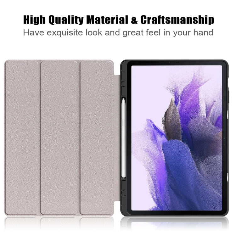 For Samsung Galaxy Tab S7 FE 12.4 Solid Color TPU Horizontal Flip Tablet Leather Case with 3-Fold Holder & Sleep / Wake-up Function(Black) - free shipping - PMC TechLife - Order now!