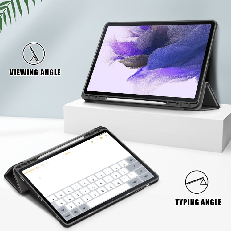 For Samsung Galaxy Tab S7 FE 12.4 Solid Color TPU Horizontal Flip Tablet Leather Case with 3-Fold Holder & Sleep / Wake-up Function(Black) - free shipping - PMC TechLife - Order now!