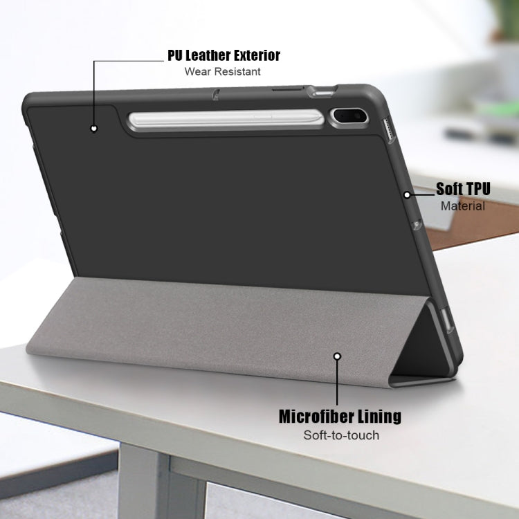 For Samsung Galaxy Tab S7 FE 12.4 Solid Color TPU Horizontal Flip Tablet Leather Case with 3-Fold Holder & Sleep / Wake-up Function(Black) - free shipping - PMC TechLife - Order now!