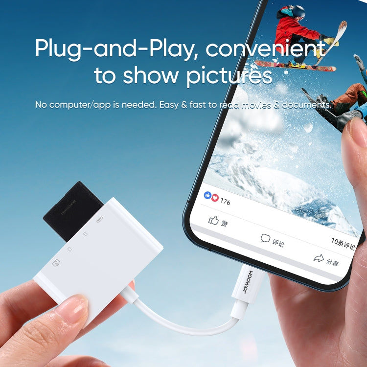 JOYROOM S-H142 4 in 1 8 Pin to SD / TF Card + 8 Pin Charge + USB Interface OTG Camera Reader Adapter(White) - Converter & Adapter by JOYROOM | Online Shopping South Africa | PMC TechLife | Buy Now Pay Later Mobicred