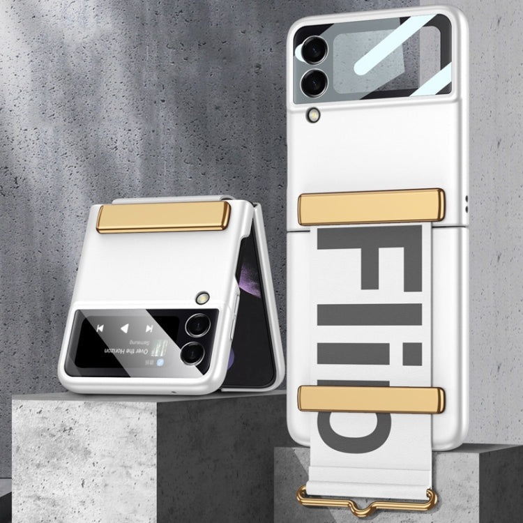 For Samsung Galaxy Z Flip3 5G GKK Ultra-thin Full Coverage Phone Flip Case with Wristband(Silver) - Galaxy Phone Cases by GKK | Online Shopping South Africa | PMC TechLife | Buy Now Pay Later Mobicred