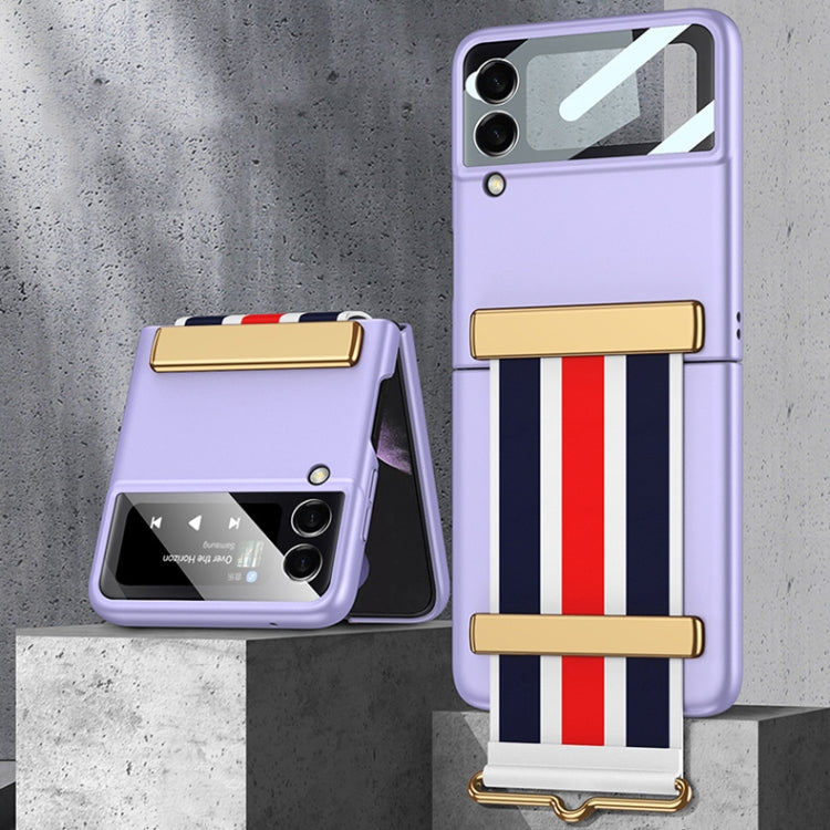 For Samsung Galaxy Z Flip3 5G GKK Ultra-thin Full Phone Flip Case with Color Wristband(Purple) - free shipping - PMC TechLife - Order now!