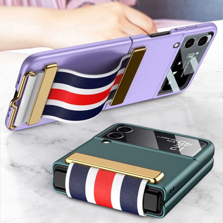 For Samsung Galaxy Z Flip3 5G GKK Ultra-thin Full Phone Flip Case with Color Wristband(Purple) - free shipping - PMC TechLife - Order now!