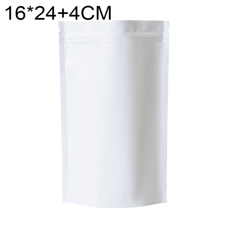 100 PCS/Set Matte Aluminum Foil Snack Stand-up Pouch, Size:16x24+4cm(White) - free shipping - PMC TechLife - Order now!