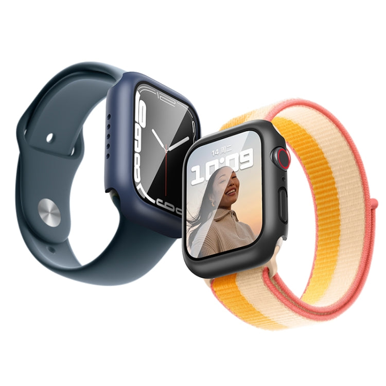 ROCK 2 in 1 PC Frame + Tempered Glass Protector Case For Apple Watch Series 9 / 8 / 7 45mmBlue) - Watch Cases by ROCK | Online Shopping South Africa | PMC TechLife | Buy Now Pay Later Mobicred
