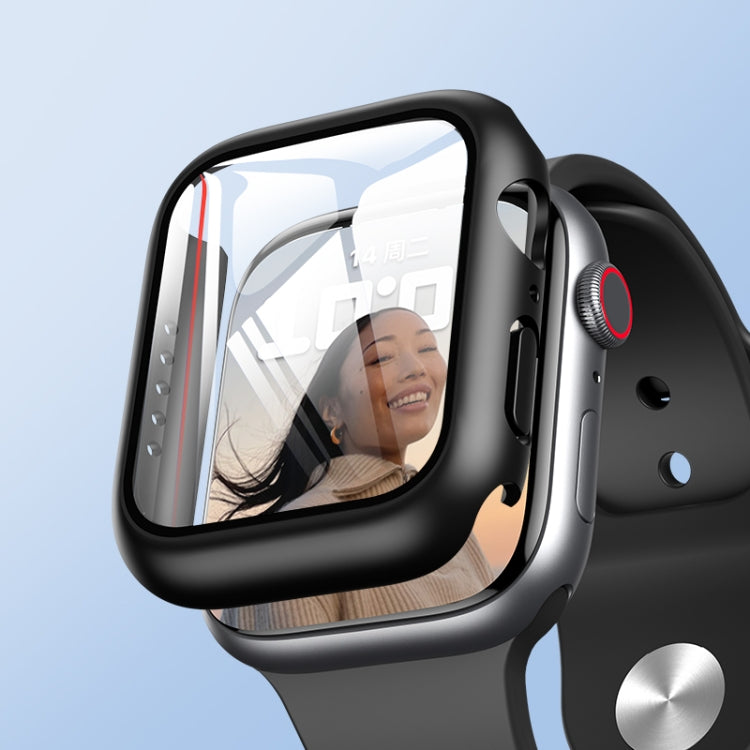 ROCK 2 in 1 PC Frame + Tempered Glass Protector Case For Apple Watch Series 9 / 8 / 7 45mm(Black) - Watch Cases by ROCK | Online Shopping South Africa | PMC TechLife | Buy Now Pay Later Mobicred