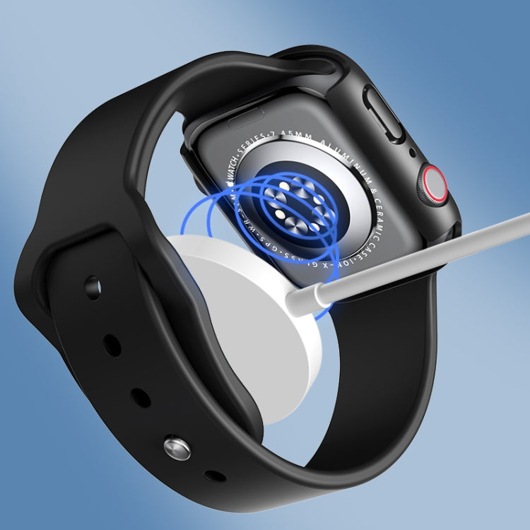 ROCK 2 in 1 PC Frame + Tempered Glass Protector Case For Apple Watch Series 9 / 8 / 7 45mmBlue) - Watch Cases by ROCK | Online Shopping South Africa | PMC TechLife | Buy Now Pay Later Mobicred