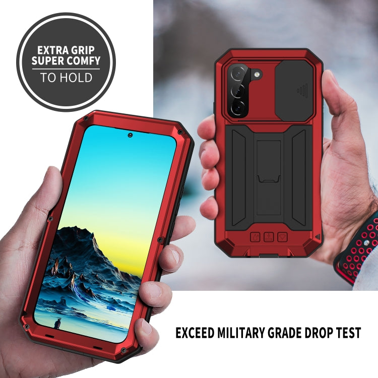 For Samsung Galaxy S22 5G R-JUST Sliding Camera Metal + Silicone Holder Phone Case(Red) - Galaxy S22 5G Cases by R-JUST | Online Shopping South Africa | PMC TechLife | Buy Now Pay Later Mobicred