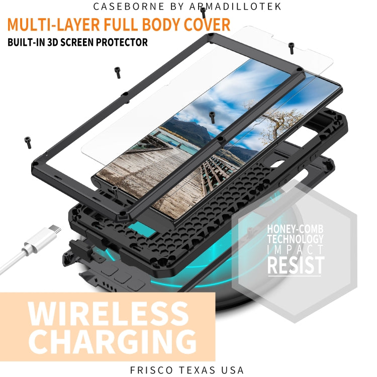For Samsung Galaxy S22 Ultra 5G R-JUST Sliding Camera Metal + Silicone Holder Phone Case(Black) - Galaxy S22 Ultra 5G Cases by R-JUST | Online Shopping South Africa | PMC TechLife | Buy Now Pay Later Mobicred