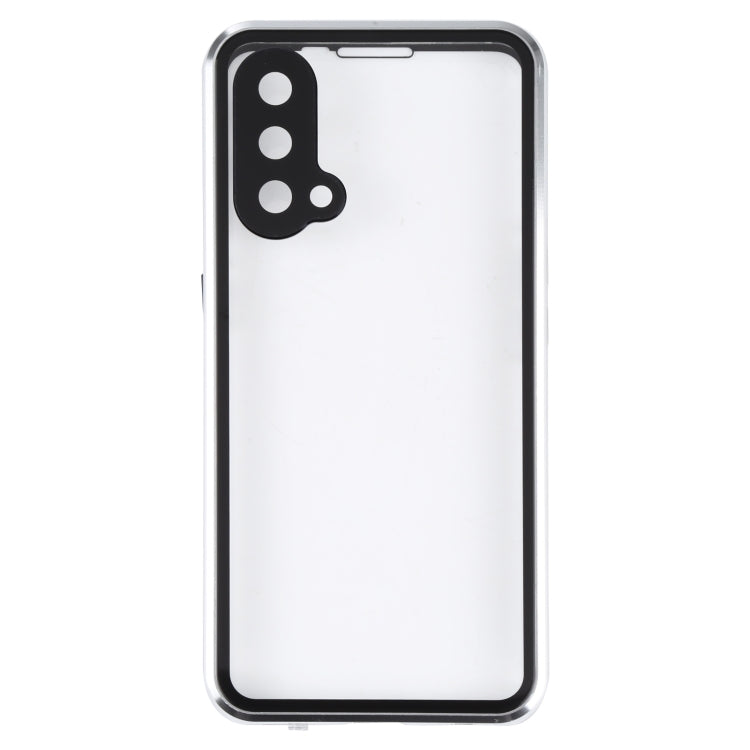 For OnePlus Nord CE 5G Full Cover Magnetic Metal Tempered Glass Phone Case(Silver) - OnePlus Cases by PMC TechLife | Online Shopping South Africa | PMC TechLife