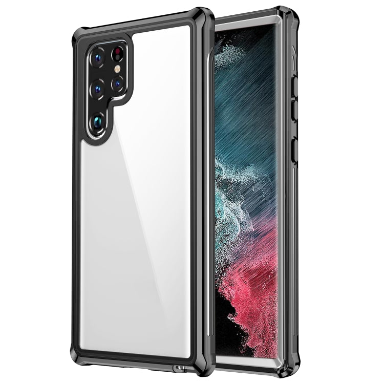 For Samsung Galaxy S22 Ultra 5G RedPepper Transparent Dot Shockproof Waterproof PC + TPU Phone Case(Black) - Galaxy S22 Ultra 5G Cases by RedPepper | Online Shopping South Africa | PMC TechLife | Buy Now Pay Later Mobicred