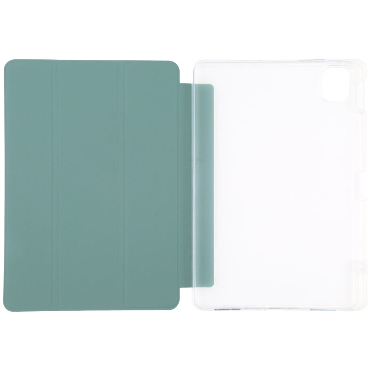 For Xiaomi Mi Pad 5 Pen Slot Transparent Back Cover Leather Tablet Case(Green) - More Tablet Cases by PMC TechLife | Online Shopping South Africa | PMC TechLife