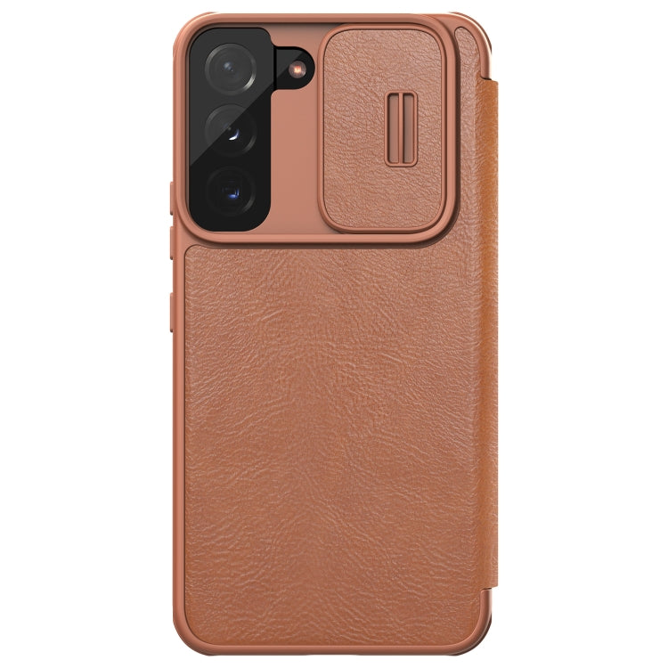 For Samsung Galaxy S22 5G NILLKIN QIN Series Pro Sliding Camera Cover Design Leather Phone Case(Brown) - Galaxy S22 5G Cases by NILLKIN | Online Shopping South Africa | PMC TechLife | Buy Now Pay Later Mobicred