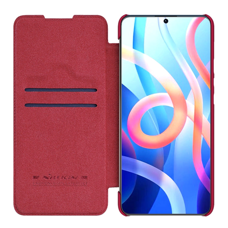 For Xiaomi Redmi Note 11 5G / 11T 5G / Poco M4 Pro 5G / 11S 5G NILLKIN QIN Series Crazy Horse Texture Leather Phone Case(Red) - Xiaomi Cases by NILLKIN | Online Shopping South Africa | PMC TechLife
