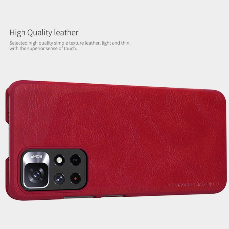 For Xiaomi Redmi Note 11 5G / 11T 5G / Poco M4 Pro 5G / 11S 5G NILLKIN QIN Series Crazy Horse Texture Leather Phone Case(Red) - Xiaomi Cases by NILLKIN | Online Shopping South Africa | PMC TechLife
