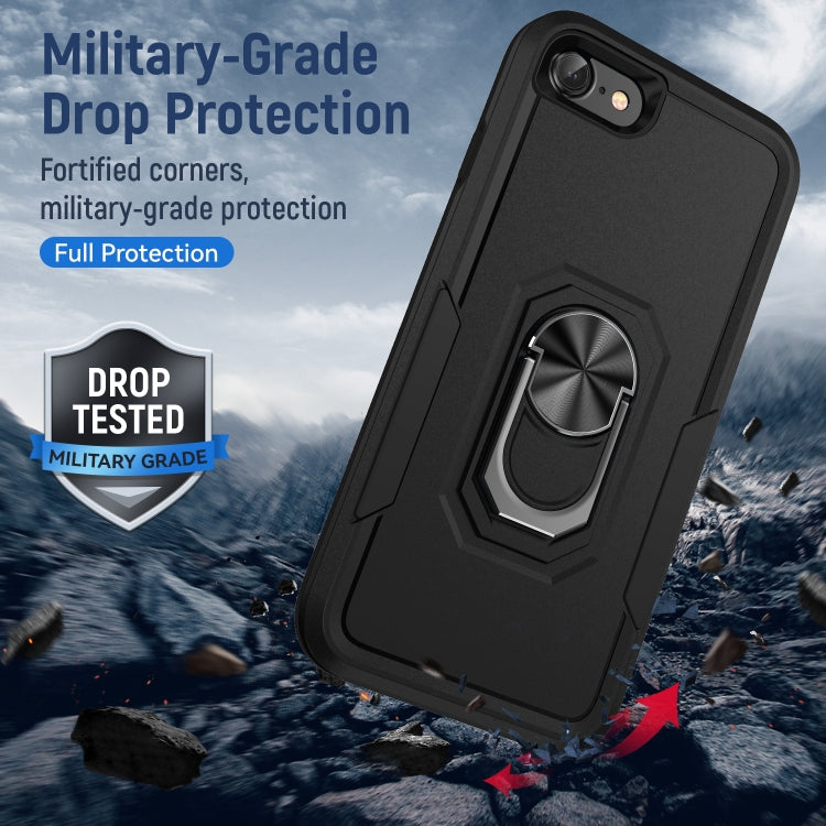 For iPhone SE 2022 / SE 2020 / 8 / 7 Pioneer Armor Heavy Duty PC + TPU Holder Phone Case(Black) - free shipping - PMC TechLife - Order now!