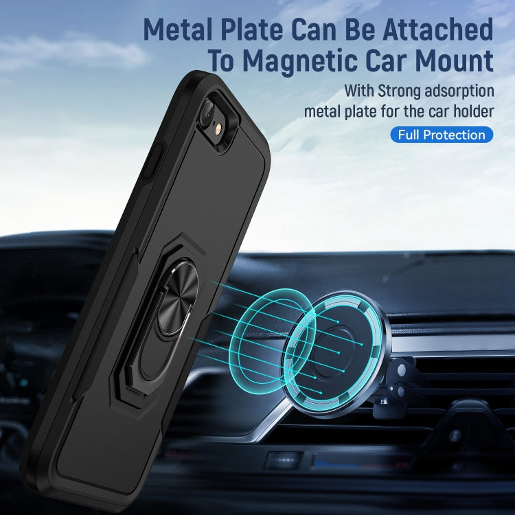 For iPhone SE 2022 / SE 2020 / 8 / 7 Pioneer Armor Heavy Duty PC + TPU Holder Phone Case(Black) - free shipping - PMC TechLife - Order now!