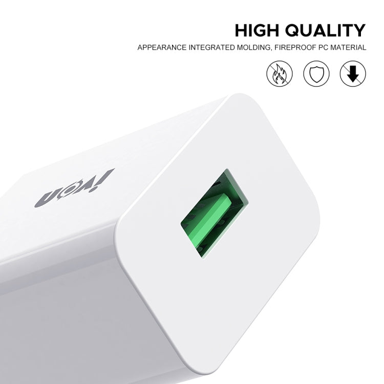 IVON AD-35 2 in 1 18W QC3.0 USB Port Travel Charger + 1m USB to 8 Pin Data Cable Set, US Plug(White) - USB Charger by IVON | Online Shopping South Africa | PMC TechLife