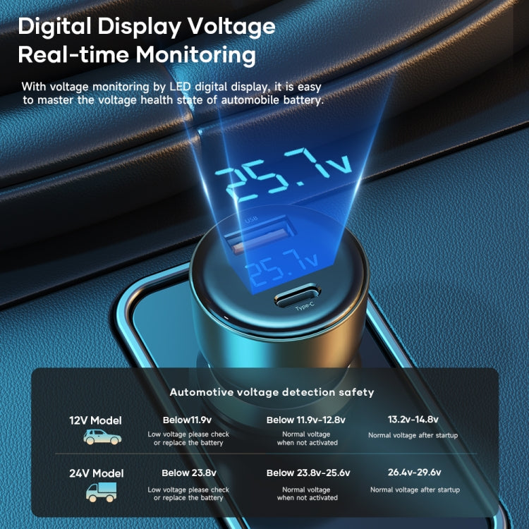 ROCK H16 PD 72W Type-C / USB-C + USB Dual Ports Car Charger - free shipping - PMC TechLife - Order now!