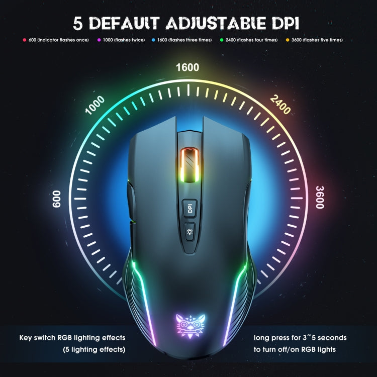 ONIKUMA CW905 2.4G RGB Lighting Wireless Mouse(Black) - free shipping - PMC TechLife - Order now!